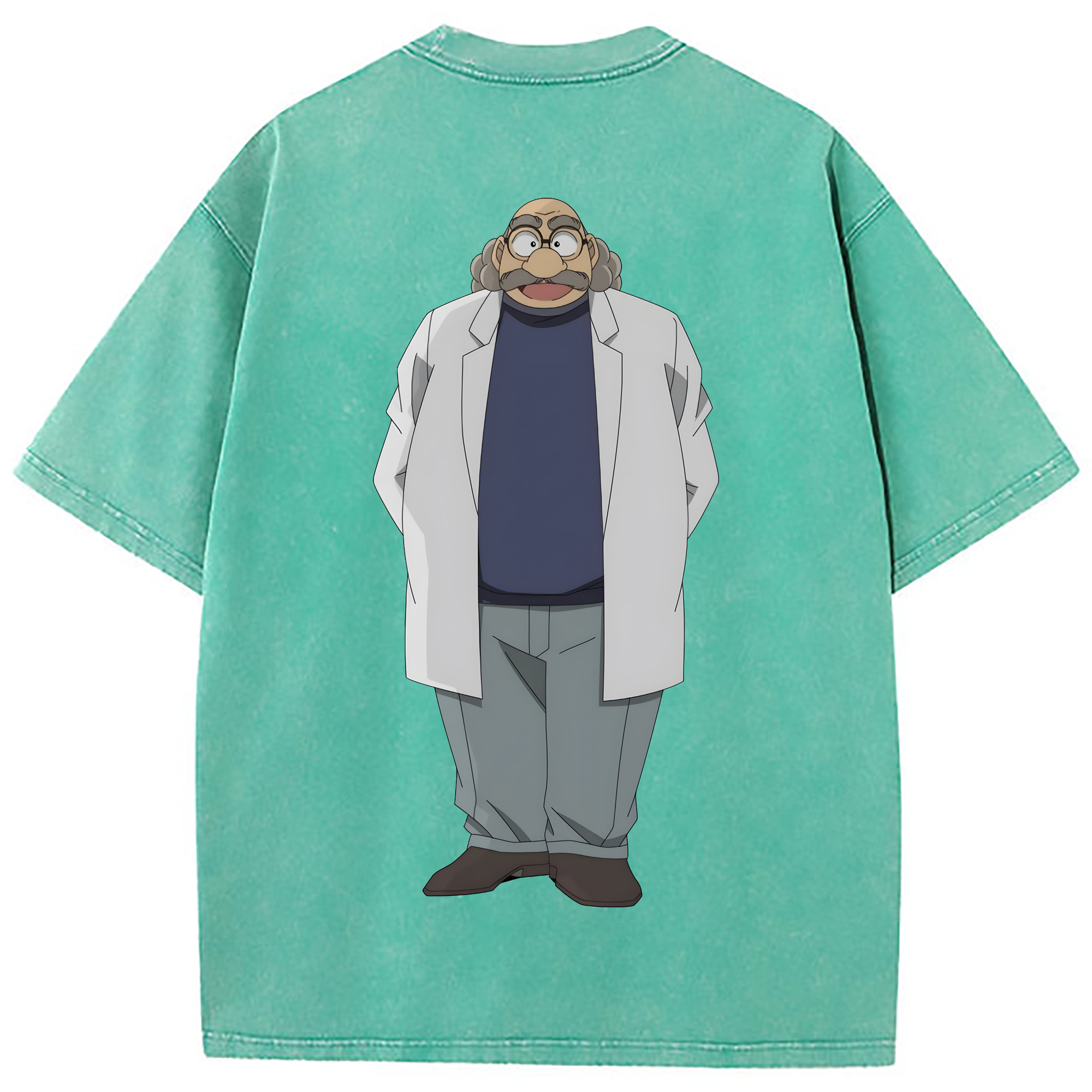 （画像用） 名探偵コナン あがさ ひろし Detective Conan Agasa Hiroshi 綿100% ヴィンテージ風 半袖Tシャツ（背面プリント）